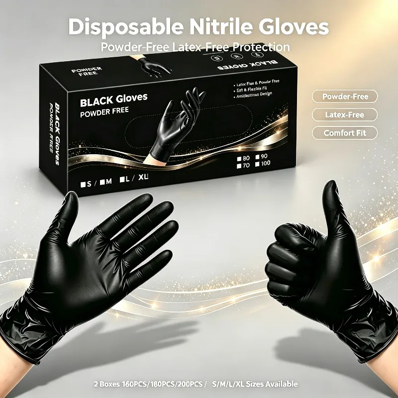 160/180/200-piece Packs of Composite Nitrile Gloves, Suitable for Household Cleaning, Tidying Furniture and Cleaning and Tidying