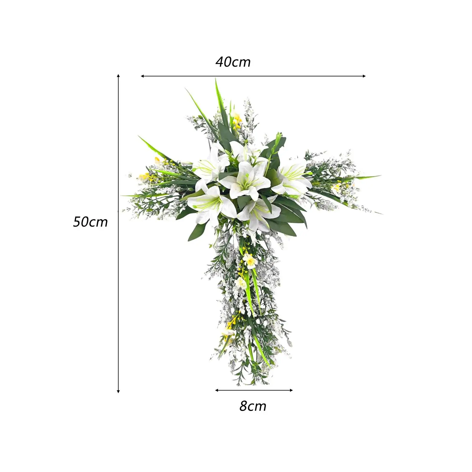 

Multicolor Artificial Lily Cross Wreath Farmhouse Door Decoration Garland for Easter Welcome Sign Wall Ornament