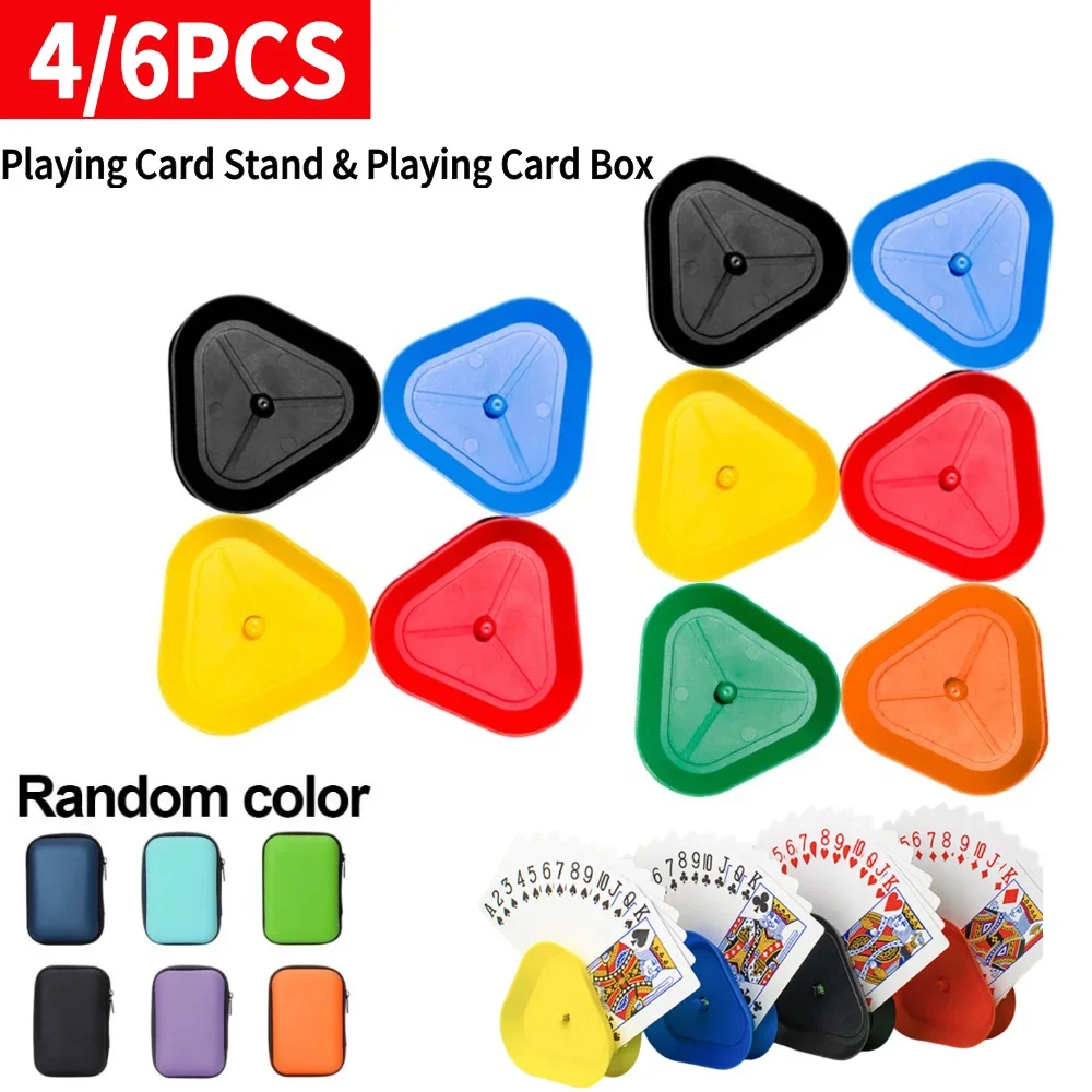 

4/6 шт., подставка для игральных карт, треугольная форма, держатель для игральных карт без рук, пластиковый лоток для карт, семейная карточная игра, ночные игры
