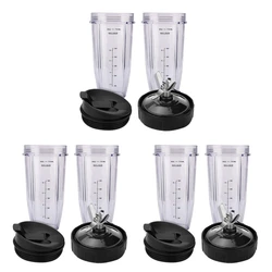 2 Set For Ninja 7 Fins Extractor Blades And 24OZ Ninja Blender Cup With Sealing Lid,For Nutri Ninja Auto IQ