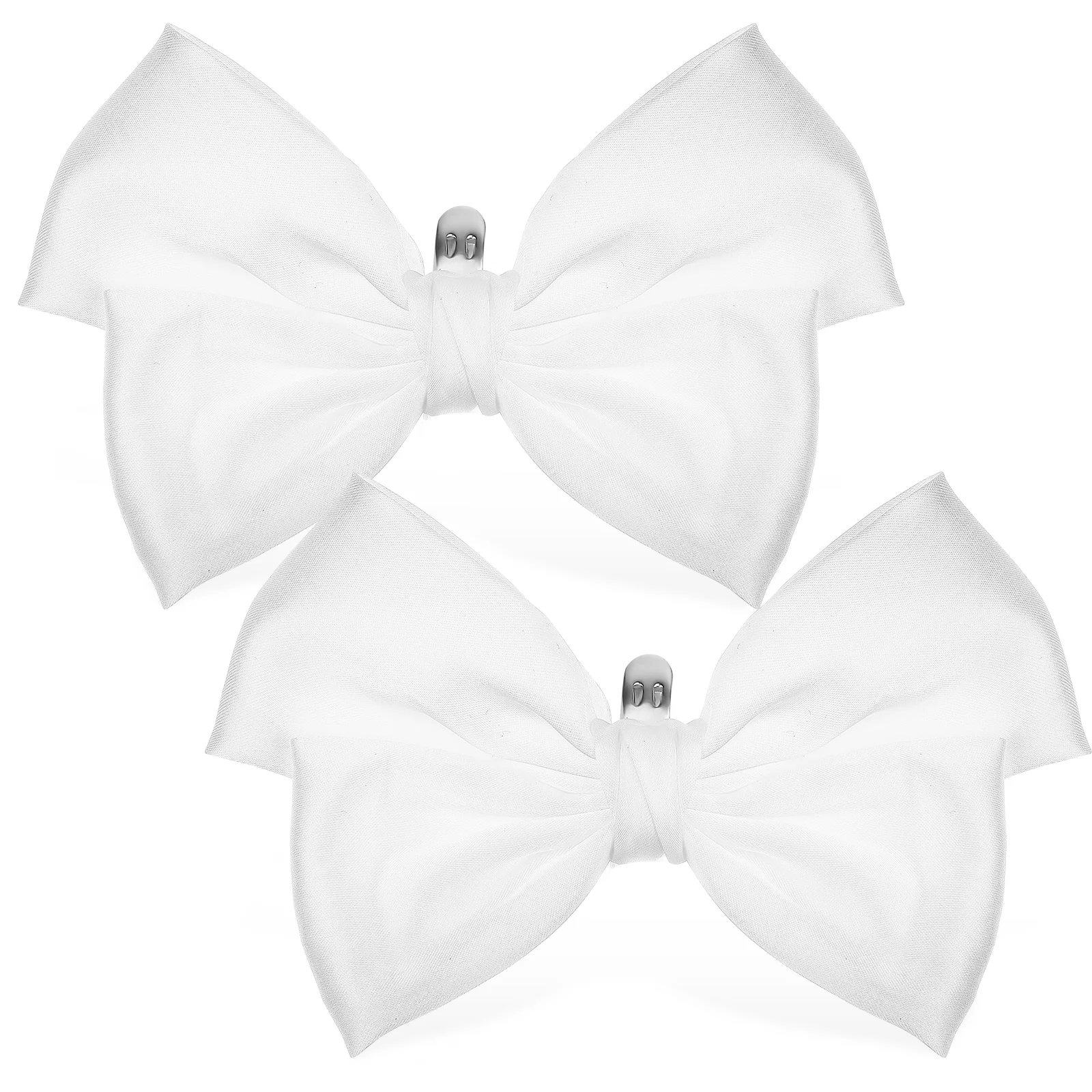 

1 Pair of Milky White Satin Bow Shoe Buckles Charm Decor Decorate Clips for Pumps Decorations