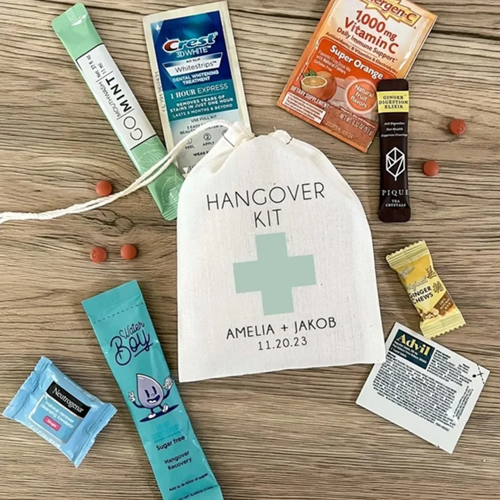 25pcs Minimal Hangover Kit ,Wedding Hangover Kit Bags,Wedding Favor Bags,Recovery Kit,Survival Kit ,In Sickness and Health