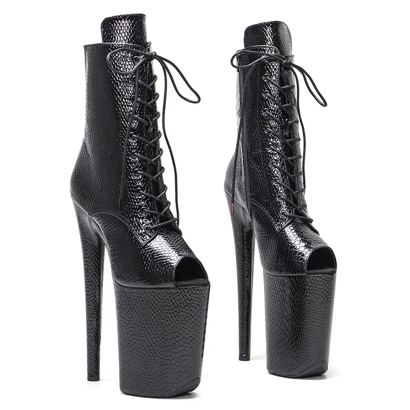 

New 23CM/9inches PU Upper Modern Sexy Nightclub Pole Dance Shoes High Heel Platform Women's Ankle Boots 063