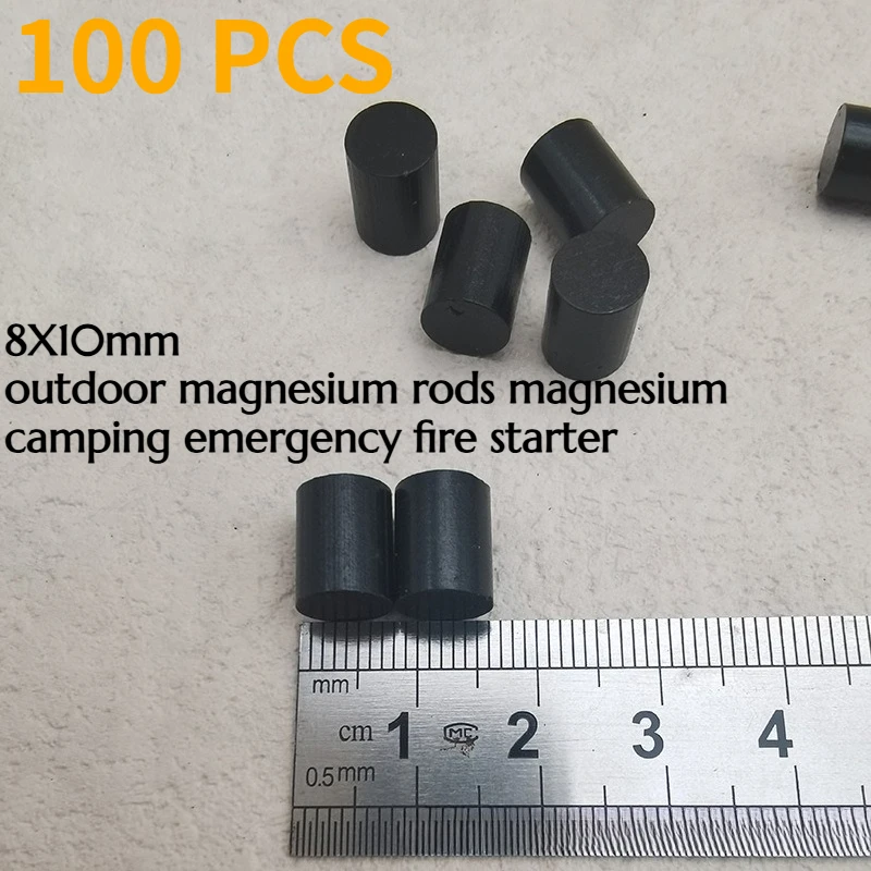 100PCS 8*10mm Outdoor Magnesium Rod Magnesium Strip Portable Emergency Survival Camping Fire Starter