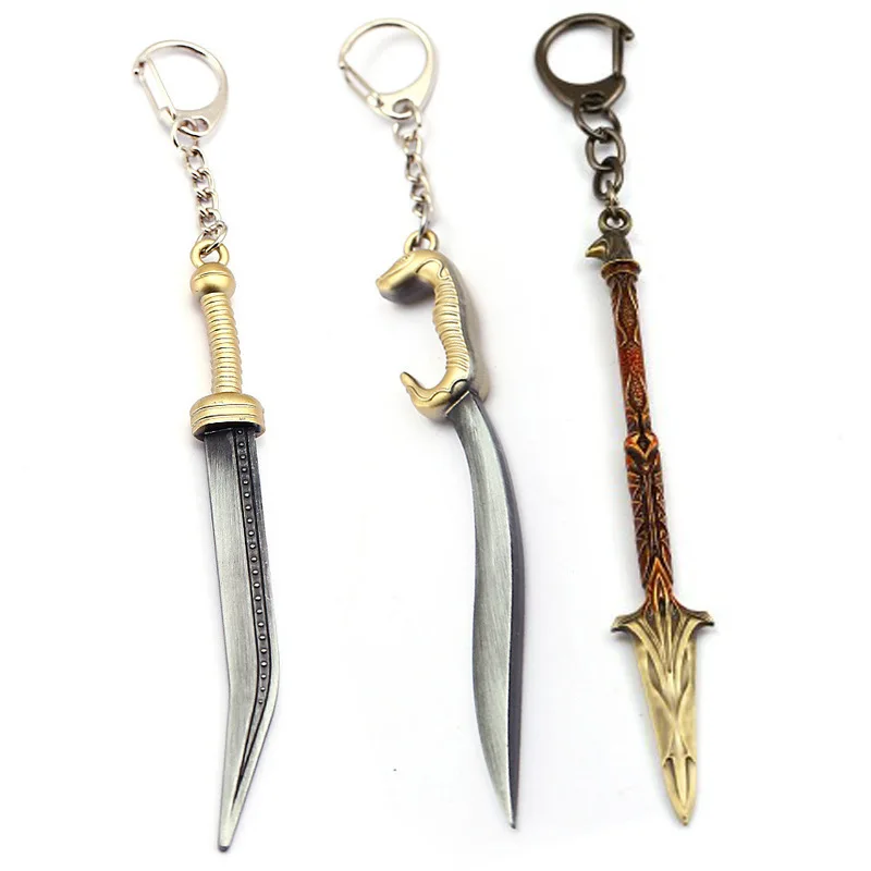 LLavero de Spear of Leonidas AC Assassin para niños, juego periférico de Metal Prometheus Flame Knife Creed, modelo de arma, 12cm