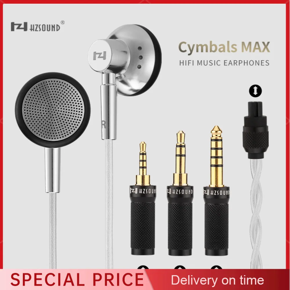 Hzsound Cymbals Max Wired Earphones 15.4mm Driver Unit High Puriyt Oxygeb-free Copper+Silver Plated OFC Wires Hifi Headphone