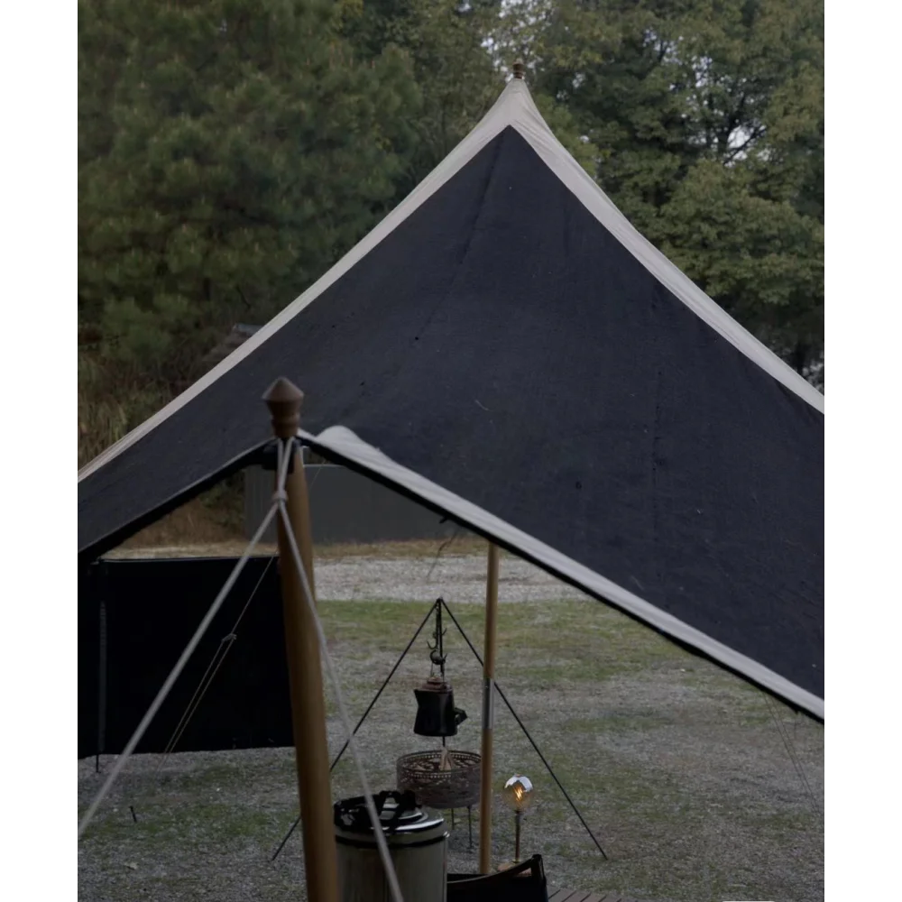 Teli impermeabili resistenti Capelli di yak Alta resistenza al sole con bordi rinforzati con palo in legno Protezione dell'acqua a doppio strato