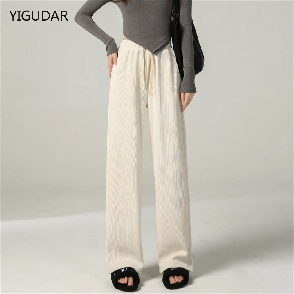 

Casual High Waist Loose Wide Leg Pants Women 2022 Spring Autumn New Female Gray Black Suit Pants Ladies Streetwear Long Trousers