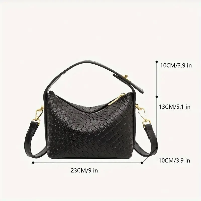 2024 New French Leather Woven Handbag Fashion Popular Large Capacity Shopping Out Daily Commute Crossbody Bag For Women Girls