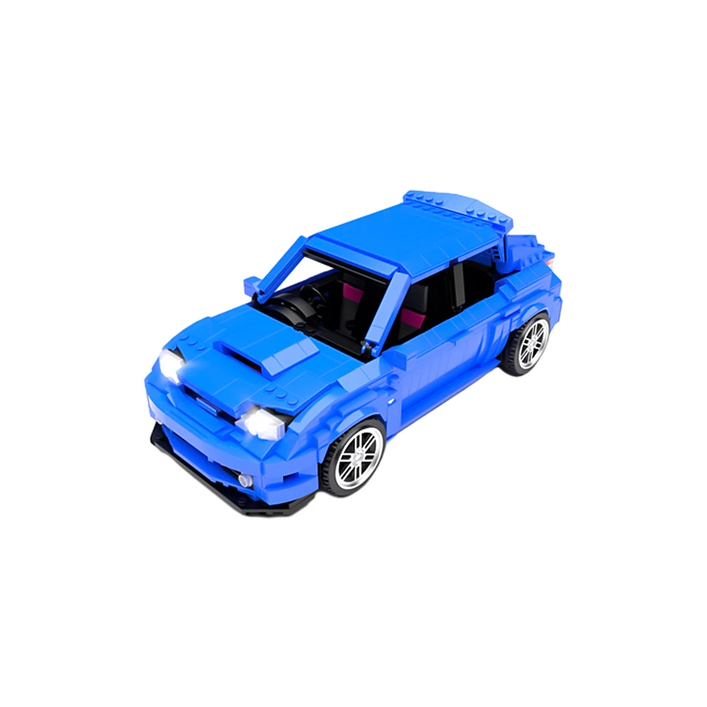 Gobricks Moc Blue Imprezaeds Supercar Mini Modell Bausteine Wrx Sti Heckklappen Straßen rennen DIY Ziegel Spielzeug Kinder Geburtstags geschenk