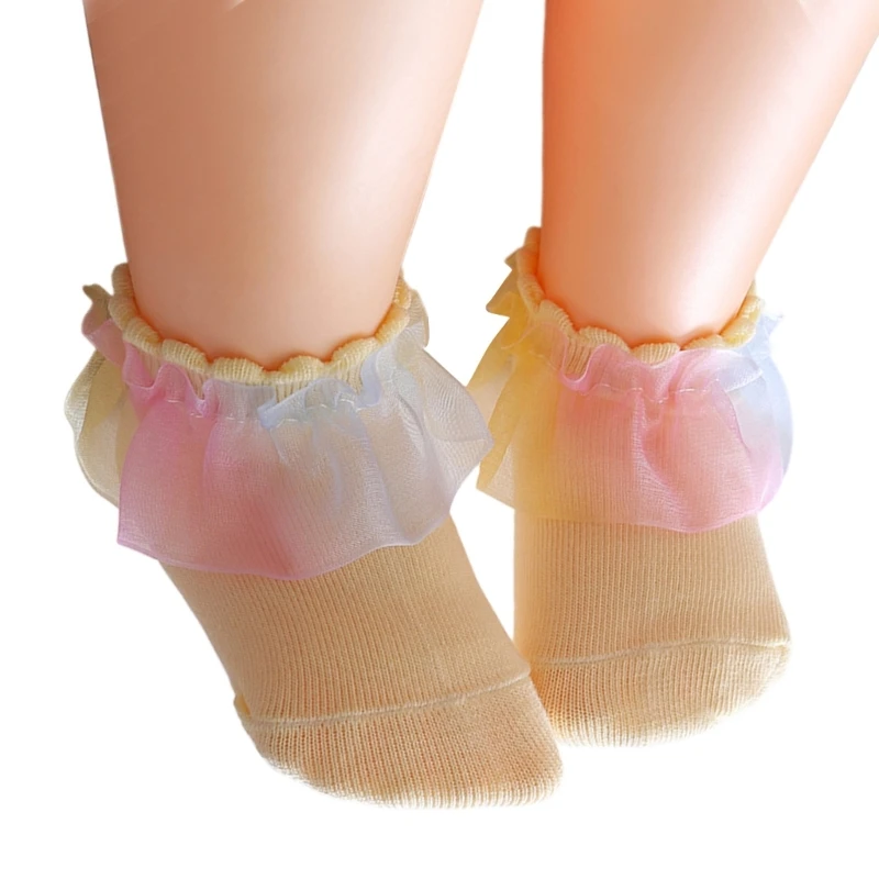 Child Short Socks Toddlers AntiSlip Lace Trimmed Cotton Socks Baby Warm Socks