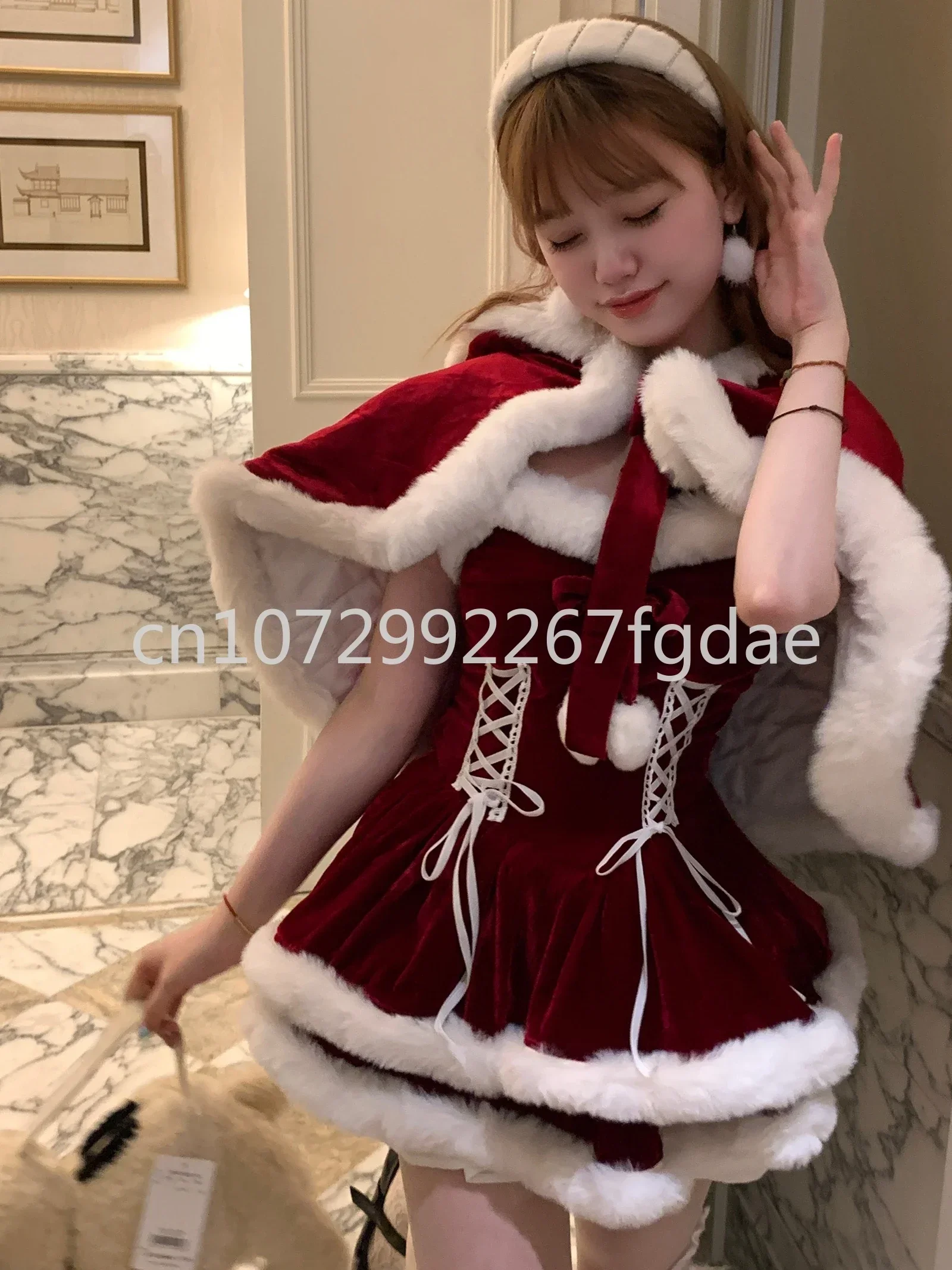 

Christmas Overture Red Vital Christmas Style Sweet and Cute Cloak Dress