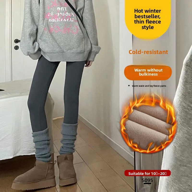 

ay Fce Lined Yoga Pants Women's Autumn Winter Slimming Outerwear Elastic Cotton Thiened Tights Tight Fit Base Layer Pants