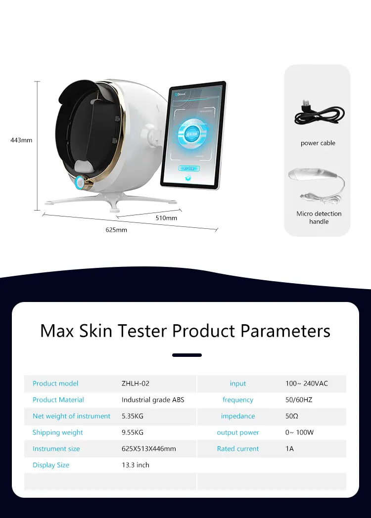 Portable 3D AI Face Skin Diagnostics Analyzer Facial Tester Scanner Magic Face Mirror Device Skin Analysis Machine Skin Analyzer