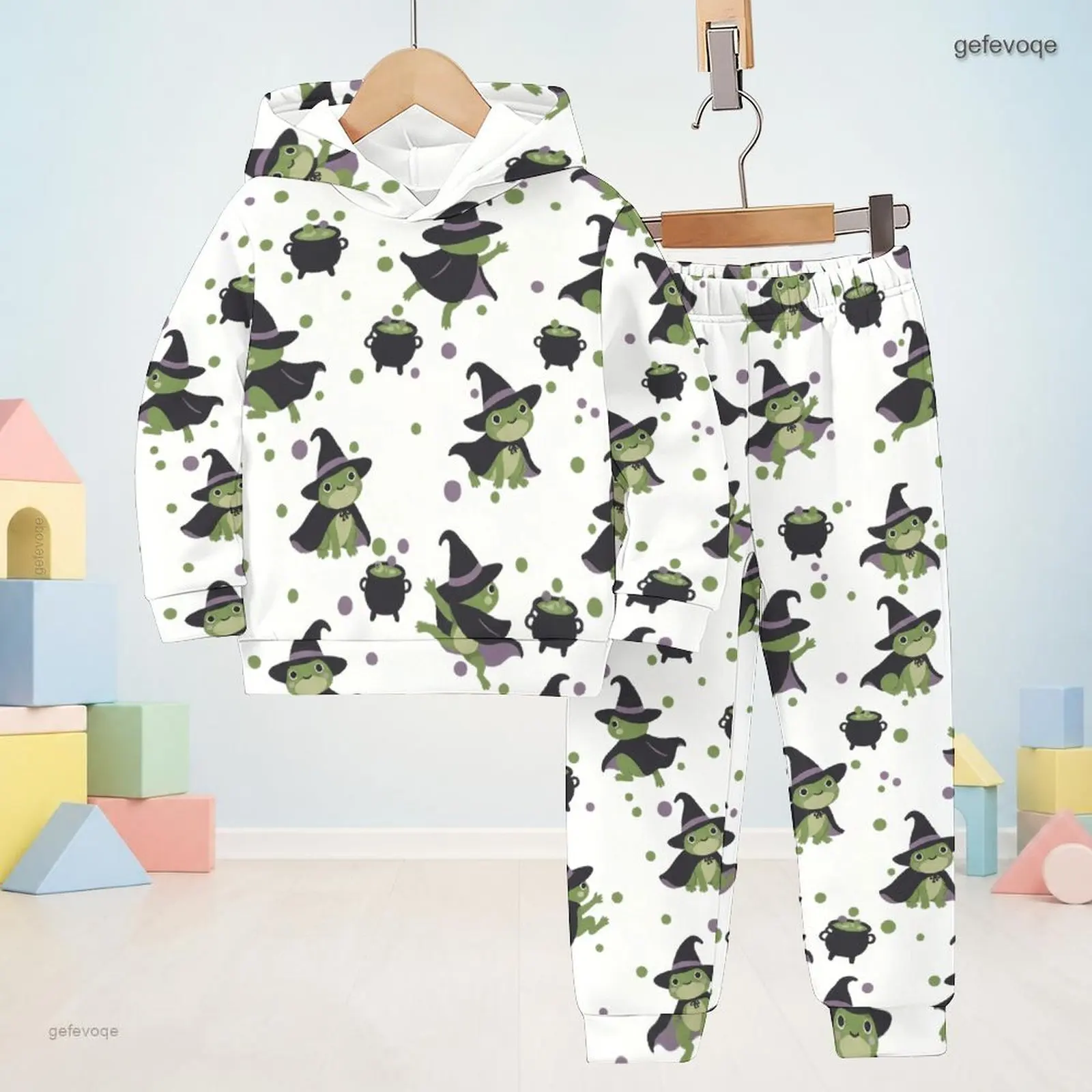 Autumn Graphic Print Kids Hooded Casual Two Piece Outfit Set For Boys And Girls Outdoor Daily Wear