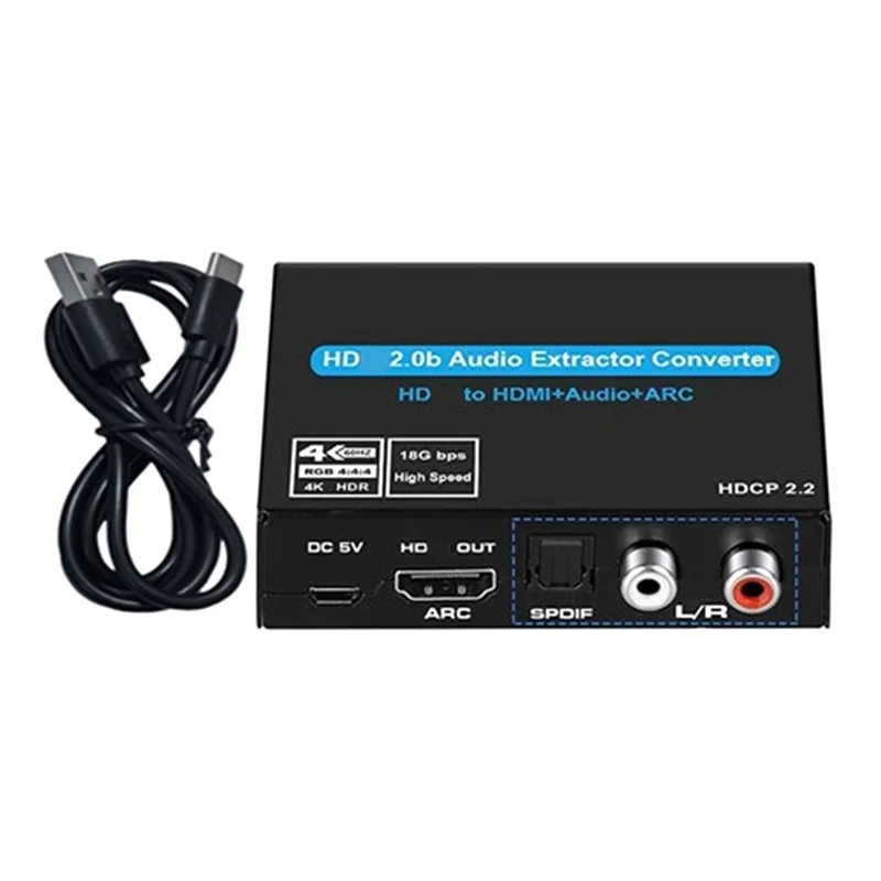 FFYY-Audio Adapter 4K 60Hz HDMI2.0 Support 5.1Ch HDMI2.0 HD-MI To Hdmiaudio ARC Stereo For TV PS4 Decoder Fiber