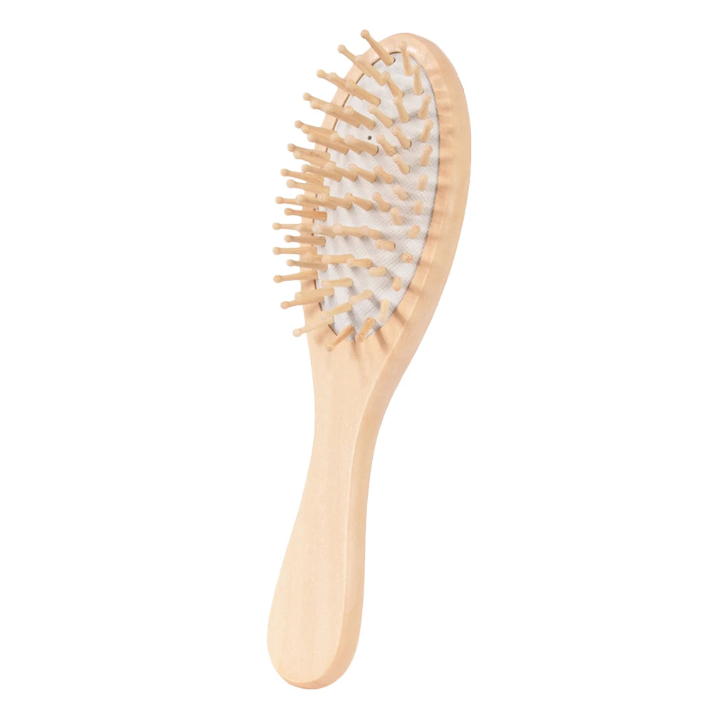 1pc Wooden Handle Paddle Brush Natural Beech Bristles Scalp Massage Wide Teeth Design Cushion Hair Brush Wooden Cushion