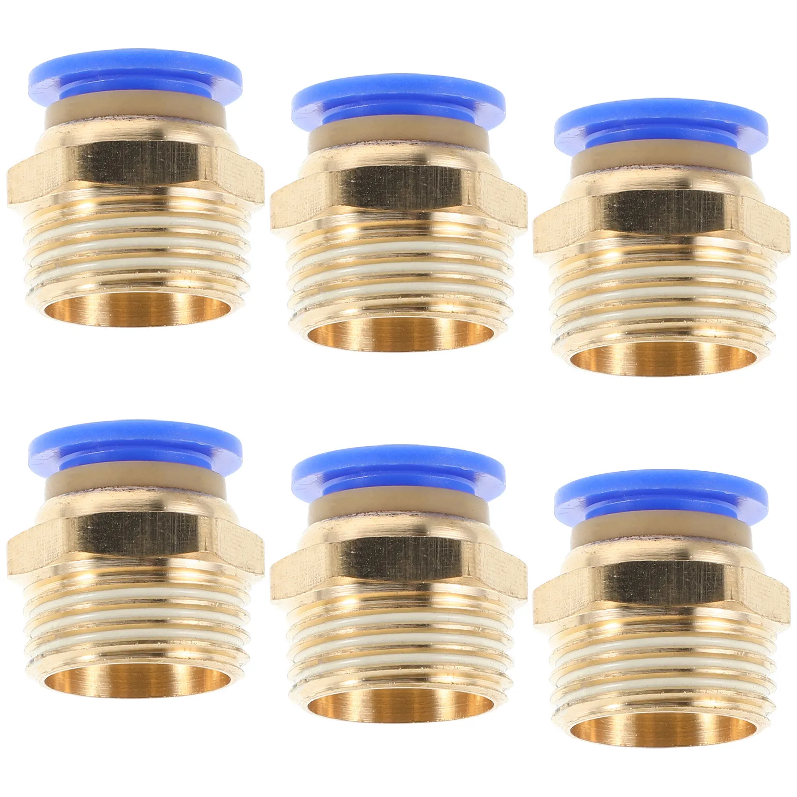 6Pcs Pneumatic Quick Connectors Brass Thread Straight Quick Connect Air Hose Fittings Push to Connect Tube Connectors