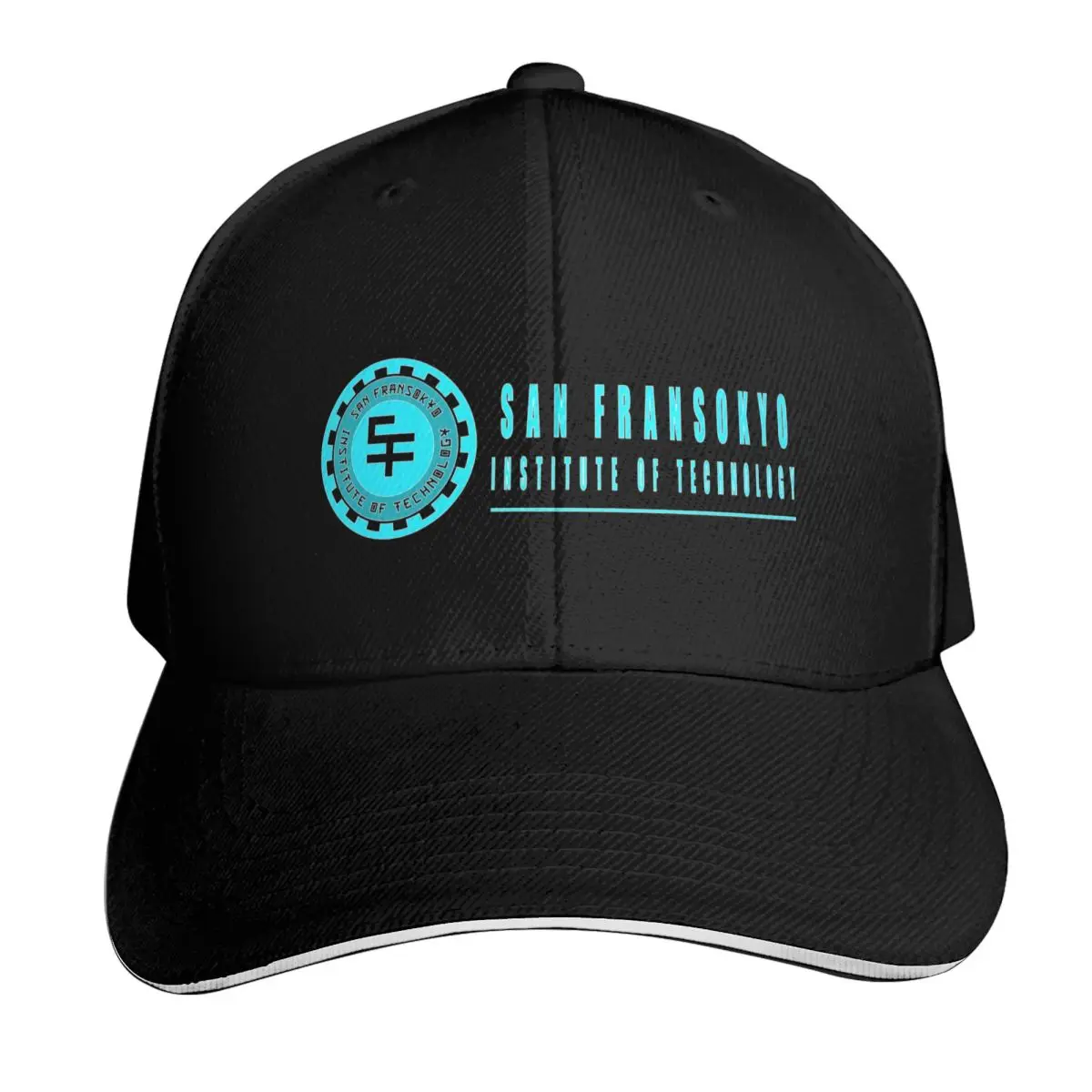 San Fransokyo institute of technology blue neon logo white outline, blue fill Baseball Cap Men Women Casual Summer Sport Sun Cap