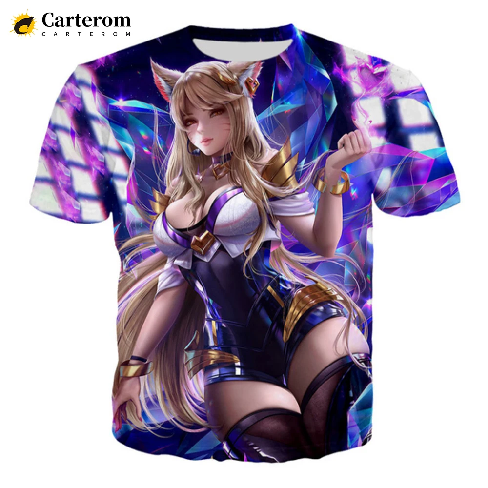 League Of Legends 3D Print Sexy Akali Men T-shirt Women Fashion T Shirt LOL Game Character Psychedelic Tshirt Breathable Tops