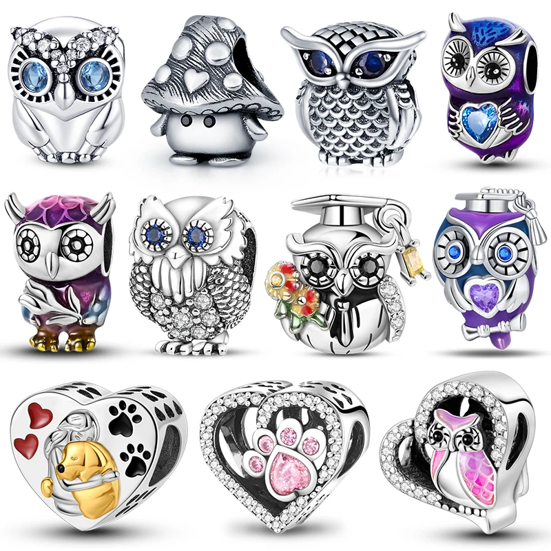 

Animal Shapes Owl Charm Beads Fits Bracelets Necklace For Women Pendants Beads Luxury DIY Birthday Jewelry Party Festival Gift