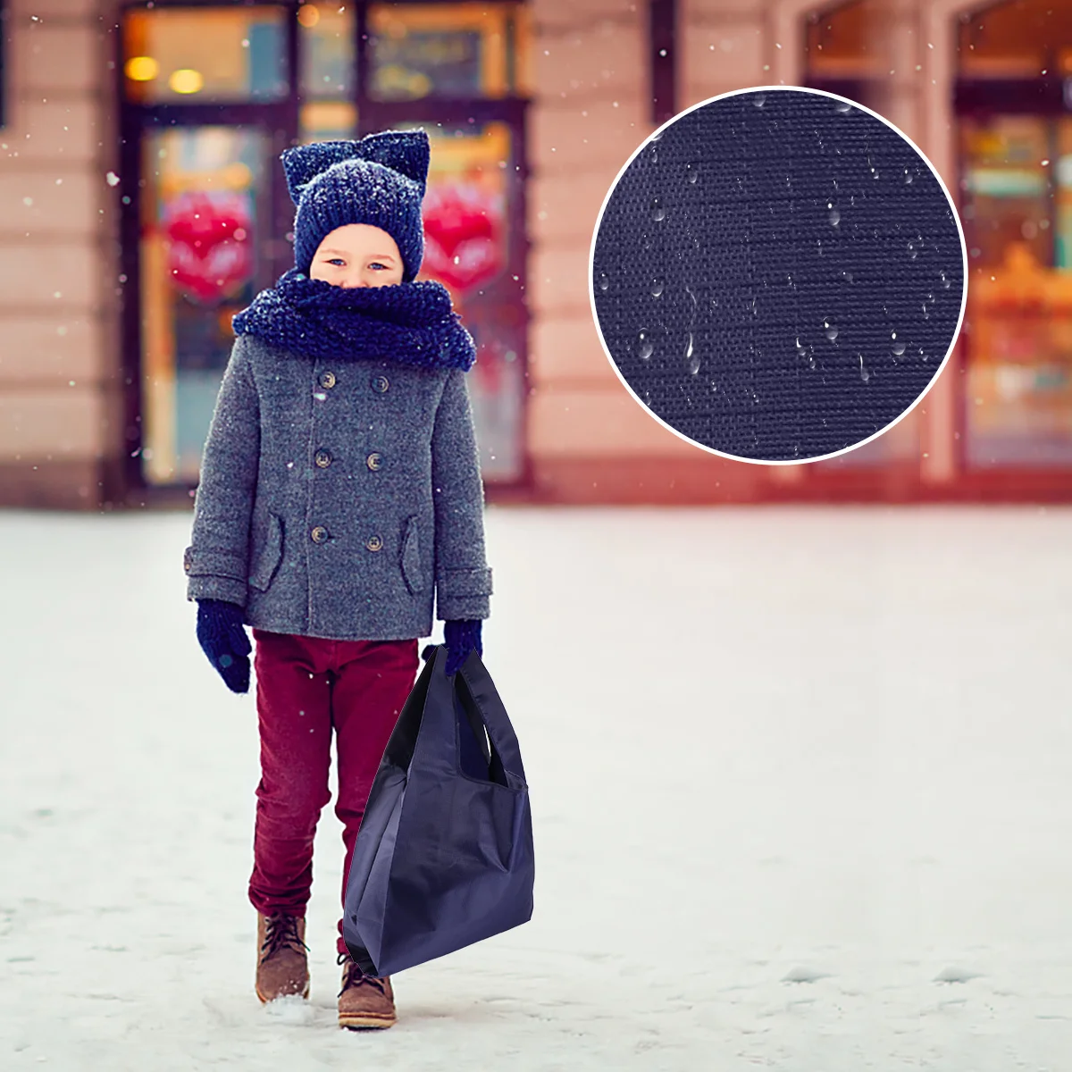 

1Set Folding Oxford Waterproof Shopping Bag Large Capacity Hand-Held Shoulder Bag 40x38x14cm Effort-Saving Load 20kg