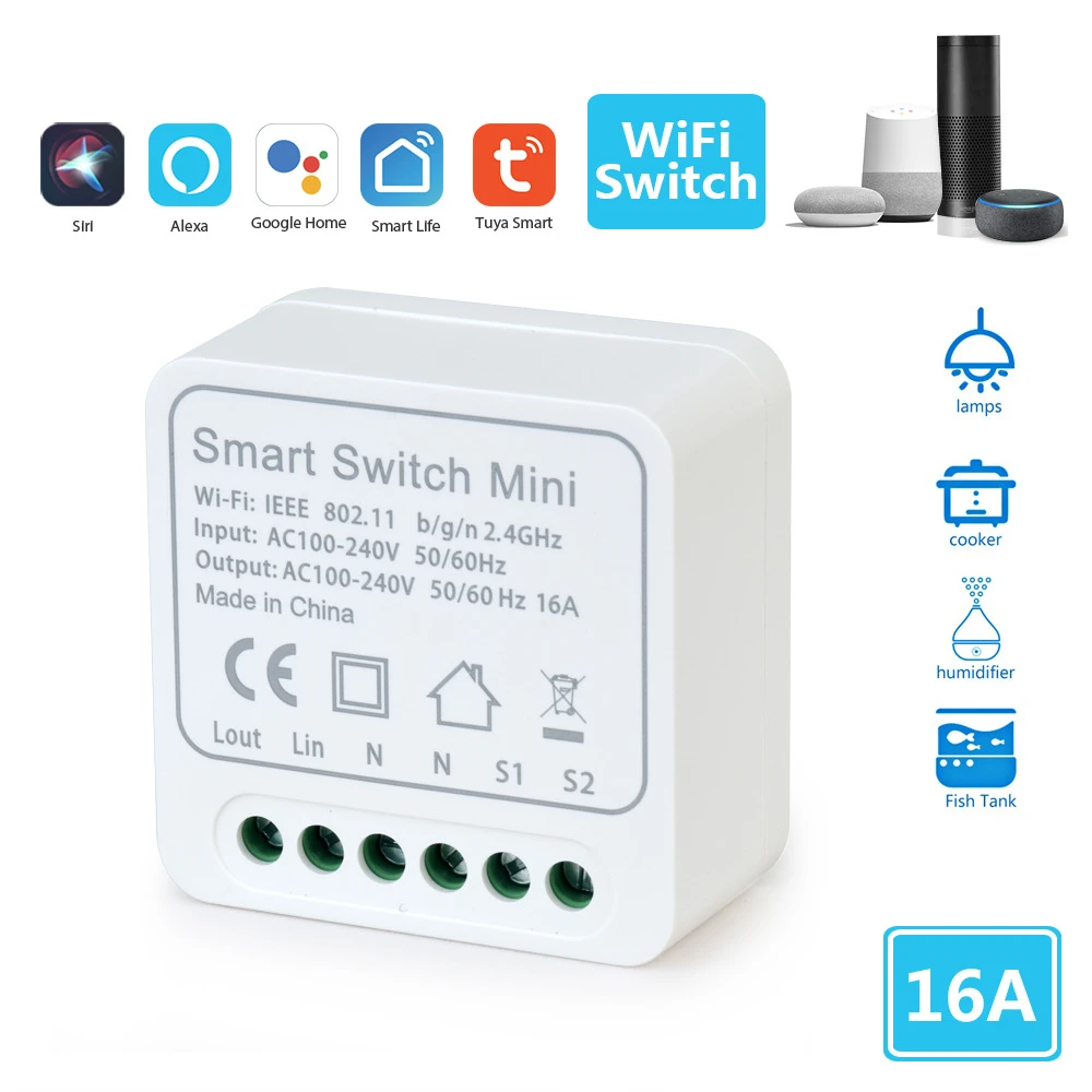 TY-TDQ-16A Smart WIFI Breaker 16A Switch App Remote Control Support For Amazon Alexa, Google Assistant, IFTTT Voice Control