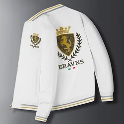 Spring and Autumn Season Men's Leisure Fashion Handsome Slim Fit Trend High Quality Embroidered Baseball Neck Jacket Coat