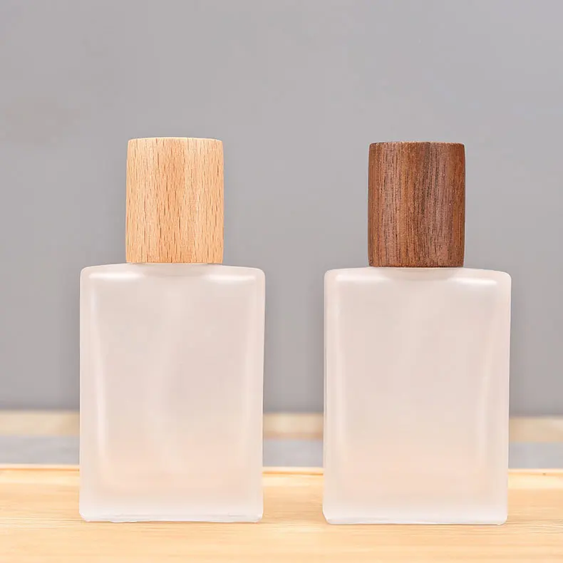 30 ml Glas Parfüm Flasche Nachfüllbare Kosmetik Leere Tragbare Behälter Reise Holz Schraubverschluss Hautpflege Toner Feuchtigkeit Wasser – Detail 2