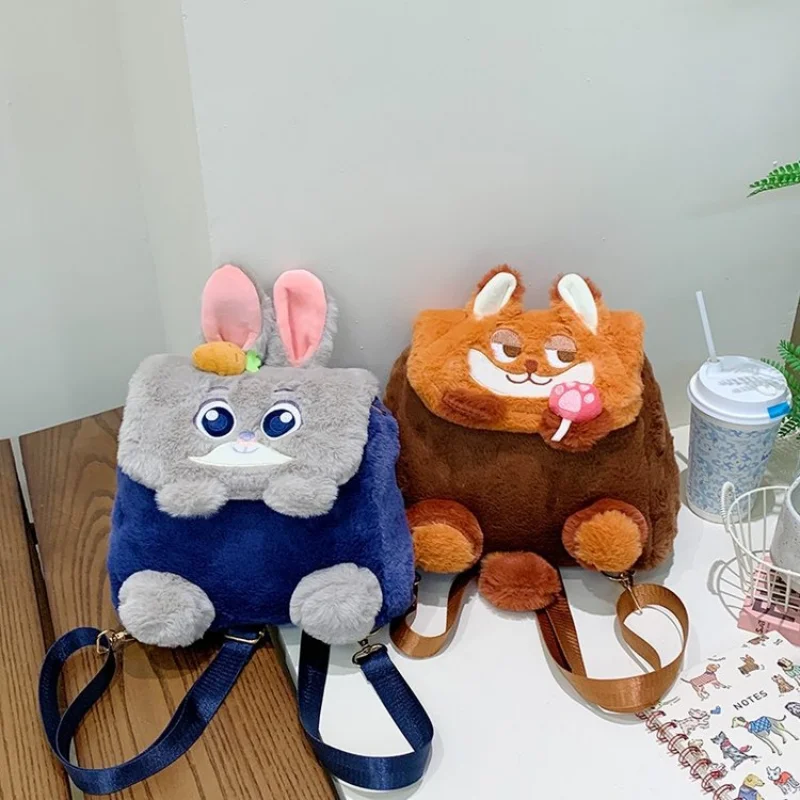 MINISO Zootopia دمية حقيبة كروسبودي لطيف الكرتون جودي نيك سعة كبيرة حقيبة ظهر رائعة حقائب ركاب هدايا الموضة غير رسمية