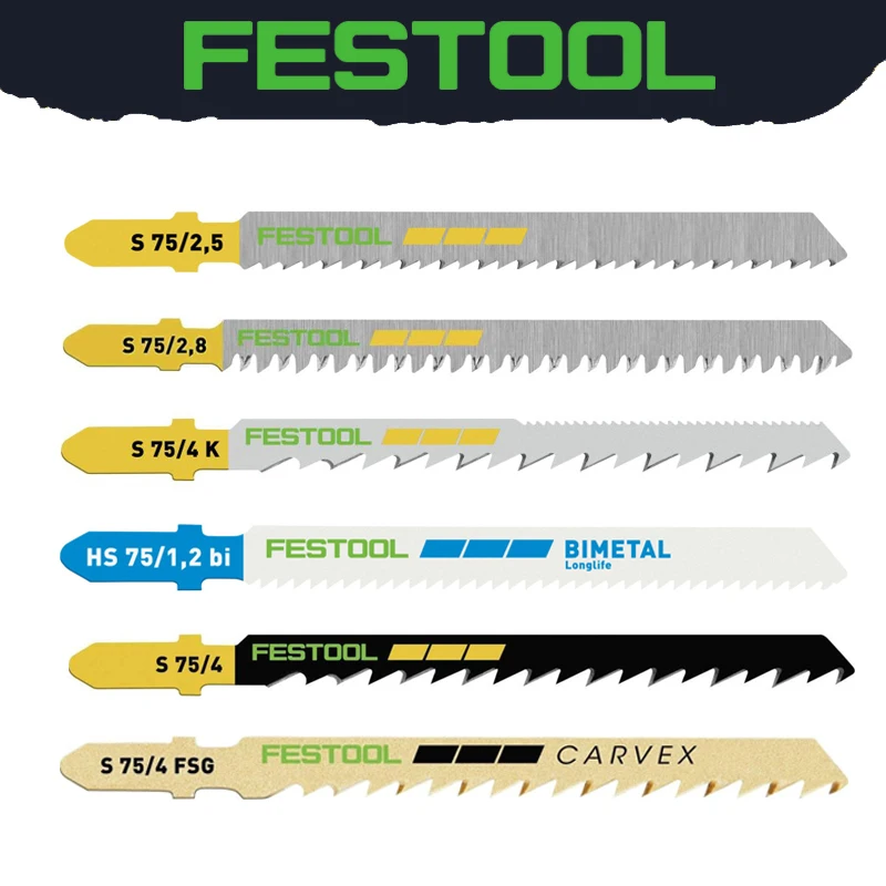 

FESTOOL Jigsaw Blade HCS Tool Steel High Temperature Sturdy Durable Tool Accessories 204305 204316 204260 204270 204265 204256