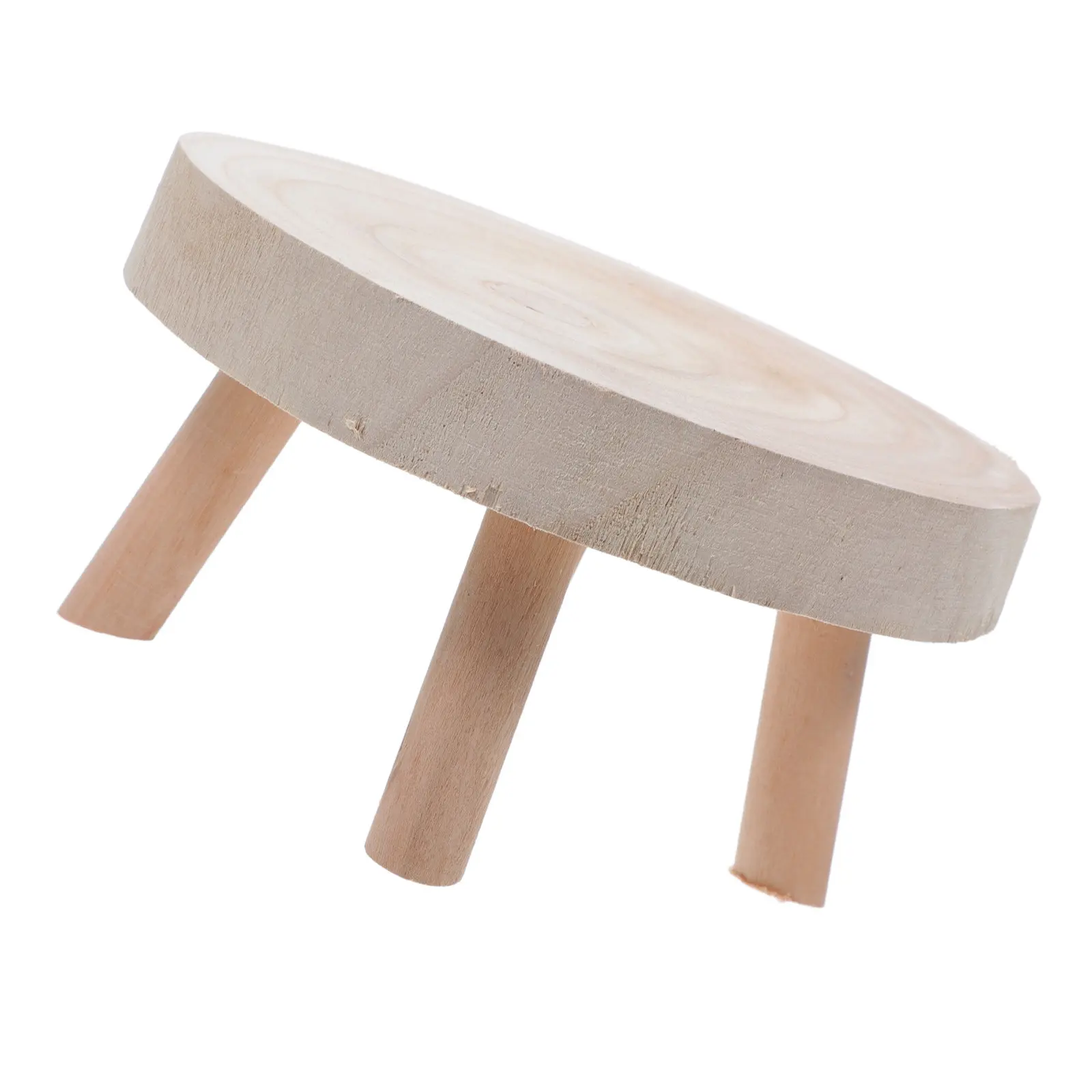 Handcrafted Round Wood Plant Stand Stool for Home Decor Flower Pot Riser Vanity Organizer Rustic Natural Wood Display Shelf