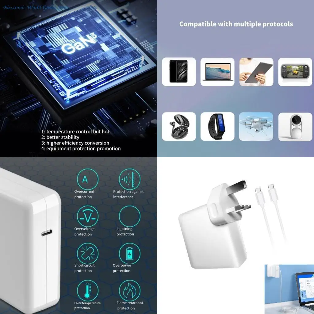 

A3PD 100W USB C Зарядное адаптер для ноутбуков таблетки PAD PAD -телефоны USB C Зарядное устройство поставляется с кабелем 180