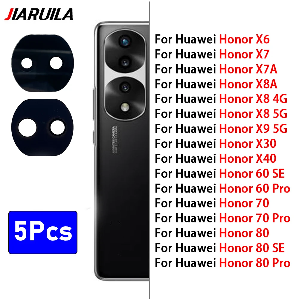 5Pcs，NEW Back Rear Camera Glass Lens Cover With Adhesive For Huawei Honor 90 60 70 Se 80 Pro X6 X7 X7A X8A X30 X40 X8 4G X9 5G