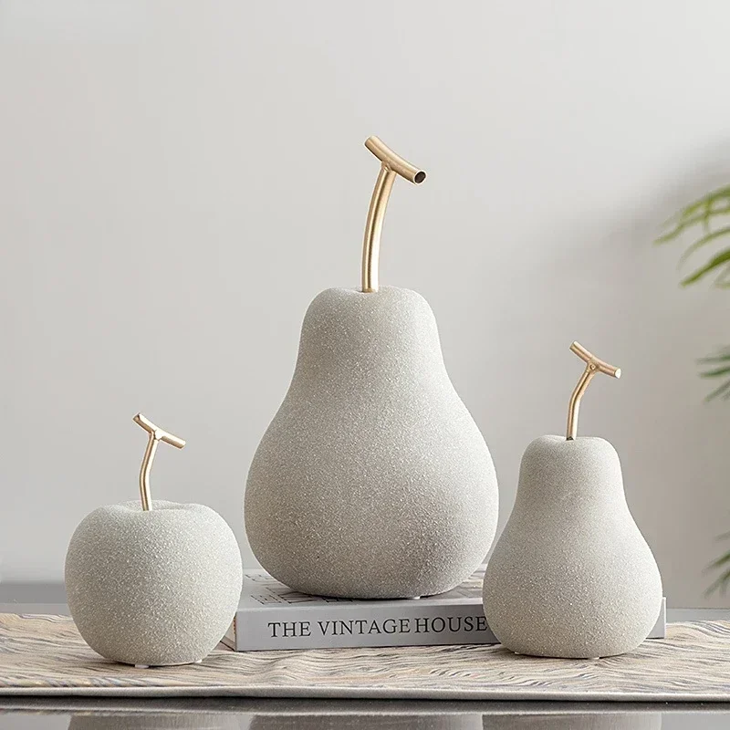 

Nordic Ceramic Fruit Ornaments Apple/pear Frosted Porcelain Statue Modern Home Decoration Collection Art Table Decoration