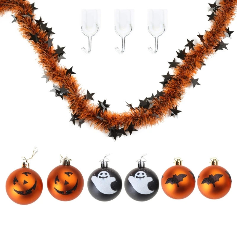 Lễ hội vòng hoa Tinsel trong bữa tiệc Halloween Vòng xoắn kim loại màu đen và màu