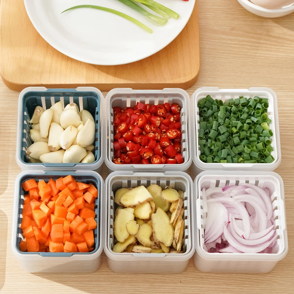 Contenedores de alimentos mate transparentes multifuncionales, organizador de refrigerador reutilizable para almacenamiento de jengibre, a prueba de fugas y polvo, 400ml