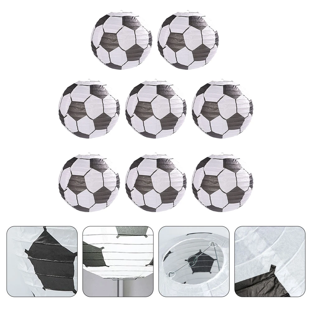 

8pcs Football Paper Lanterns Soccer Party Decorations Sports Themed Favors Birthday Hanging Ceiling Table Chair Iron Frame
