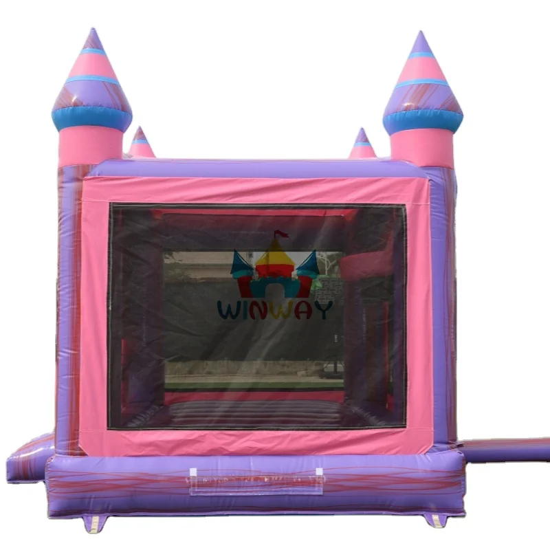 Commerical inflatable pink  bounce castle for children with different banners include best blower