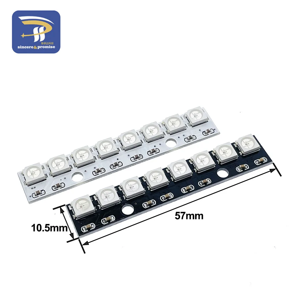 Módulo de Panel de lámpara LED completa RGB, 8x1bit, 8 Bits, WS2812, WS, 2811, 5050, 5V, WS2812B, arco iris, LED preciso para luces Arduino de 8 canales
