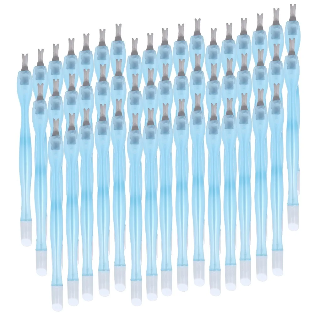 

50PCS Double Head Dead Skin Trimmer Dual Tipped V Shaped Dead Skin Cleaner Stainless Steel Plastic Handle Nail Cleaner Nail Art