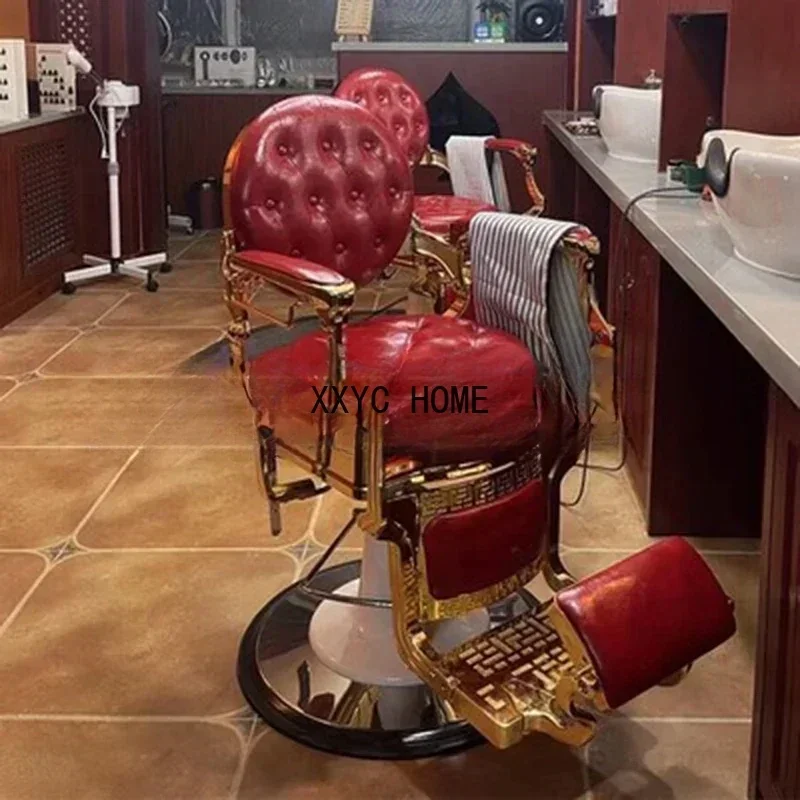 Luxury Stylist Chair Hairdressing Footrest Vintage Professional Barber Chair Leather Taburetes De Bar Barber Equipment LJ50BC