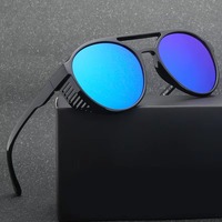 Round Frame Double Beam Steampunk Sunglasses For Men Women Classic Vintage Design Driving Plastic Frame Punk Sun Glasses Eyewear