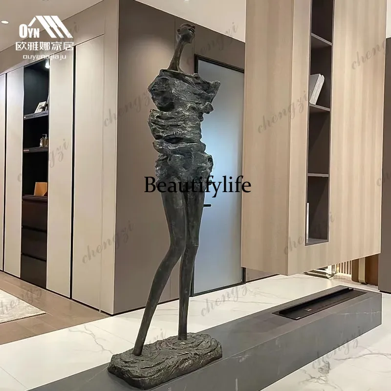 Creative Modern Abstract Art Figure Girl in the Wind Floor Decoration Sculpture Hotel, Fiberglass Ornament