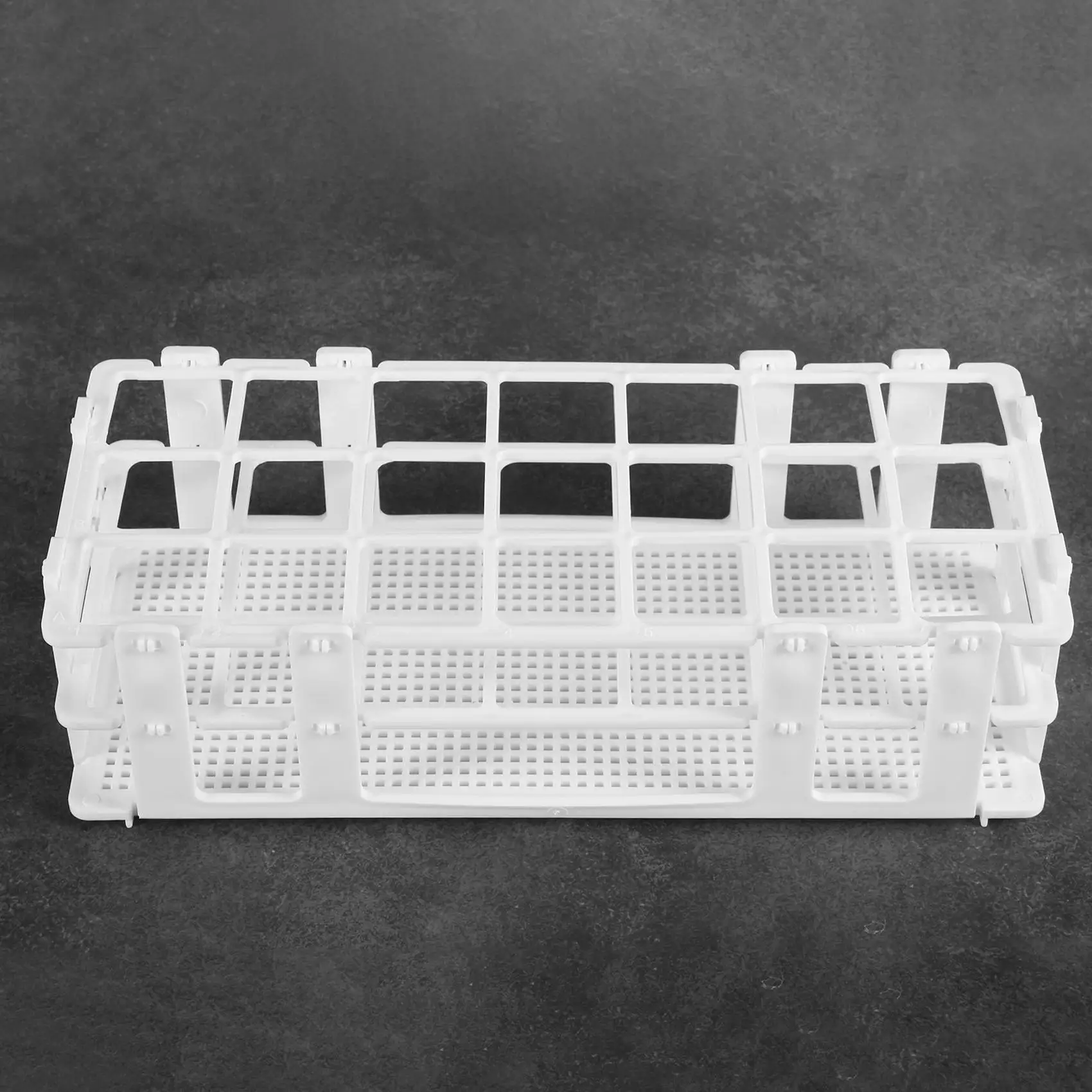 Soporte para tubos de ensayo de plástico para tubos de 30 mm, 21 pocillos, blanco, desmontable (21 orificios)