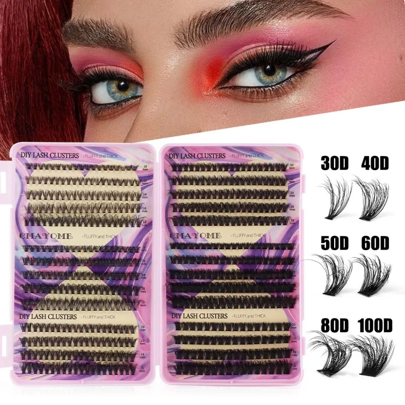 

Fluffy Thick Eyelash Clusters D Curl Wispy Individual Lashes Mix 10-18mm Cluster Lashes Extension Handmade Individual Lashes