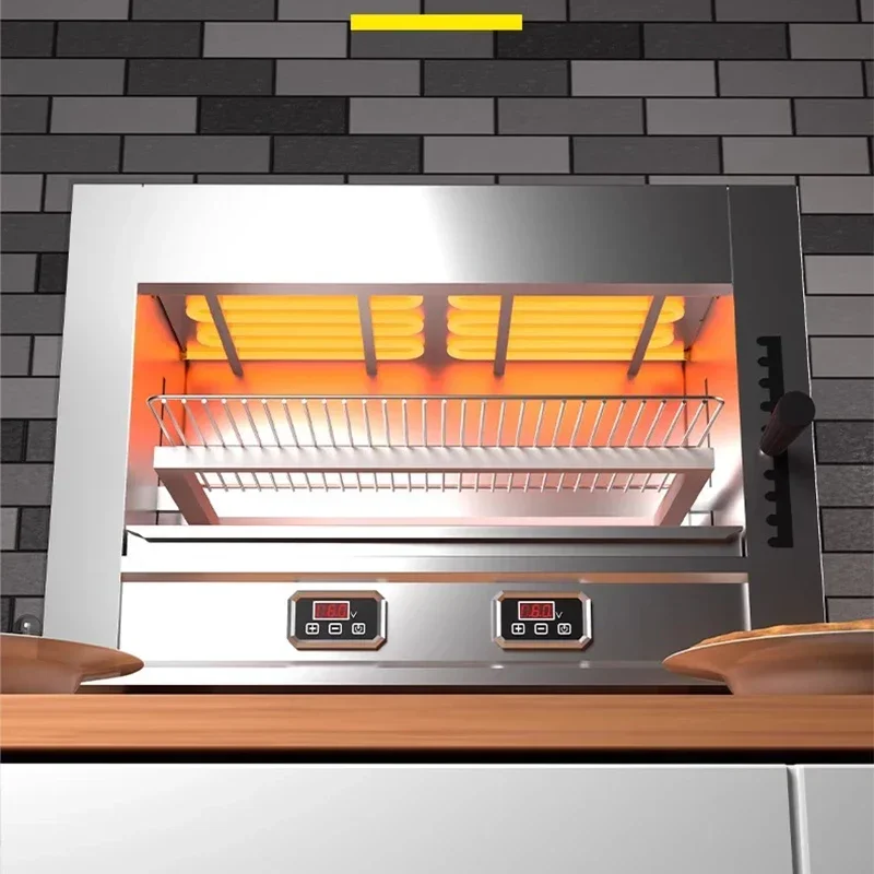 Fogão com display digital, grelha elétrica comercial para peixes, fogão para churrasco sem fumaça tipo elevador de frango inteiro, forno para grelhar peixes aberto