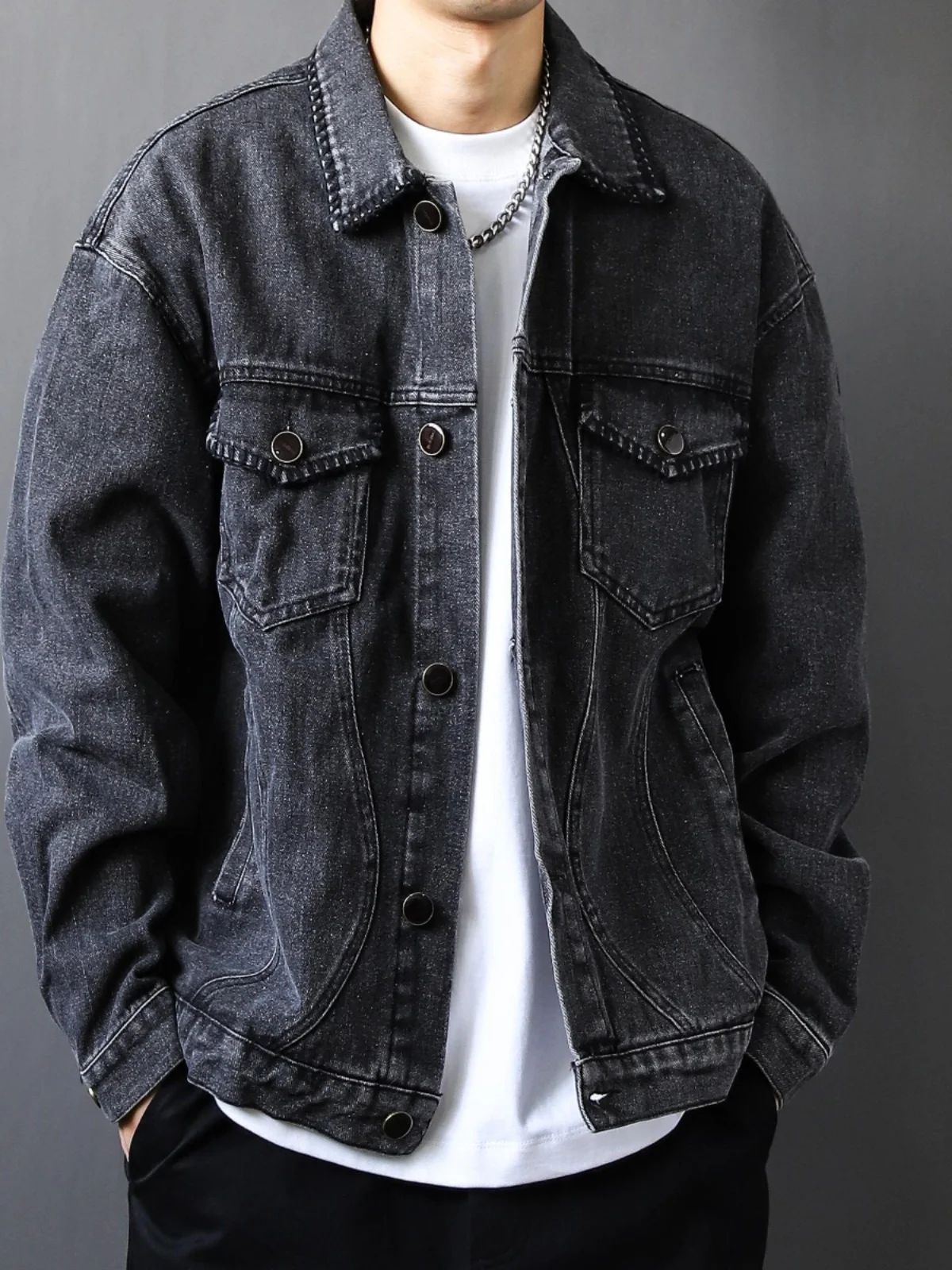 

American Retro Waed Lapel Jaet Loose Casual Workwear Autumn Winter Split Design Sensation Leisure Workwear Coat