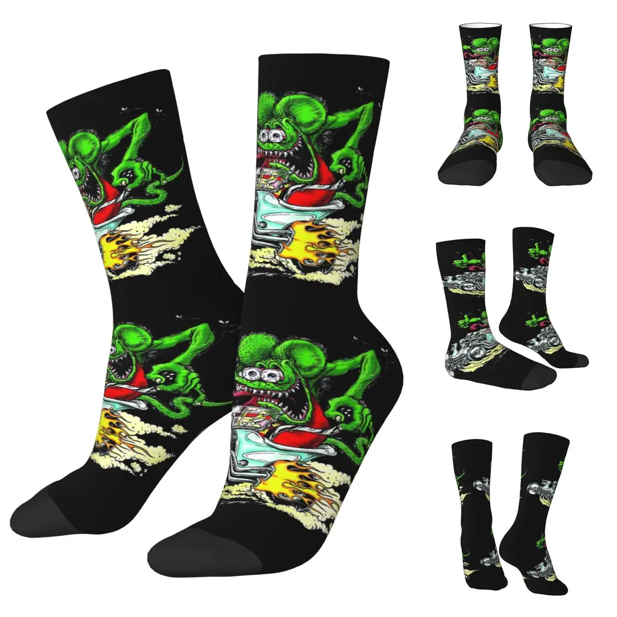 

Harajuku Tales Of The Rat Fink Unisex Socks,Windproof 3D Print Happy Socks Street Style Crazy Sock