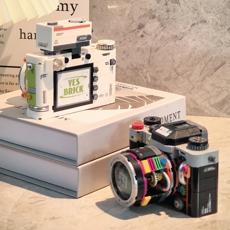 New Originality Building Blocks Retro Film Digital Camera Model Desktop Decoratio Puzzle Games Children Toys Girl Birthday Gift